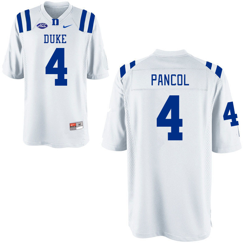 Men #4 Eli Pancol Duke Blue Devils College Football Jerseys Stitched-White